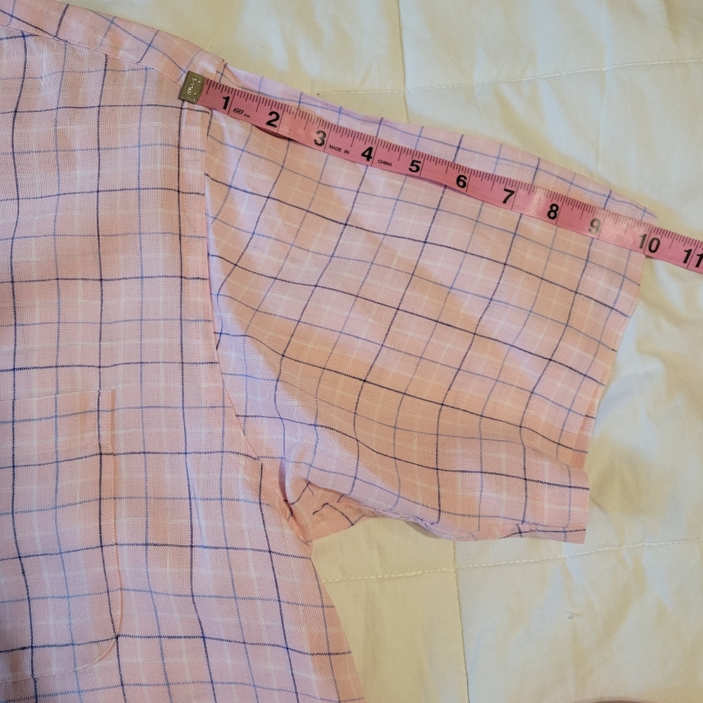 Brook Brothers men's pink & blue short-sleeved button-up shirt size medium - Picture 7 of 14